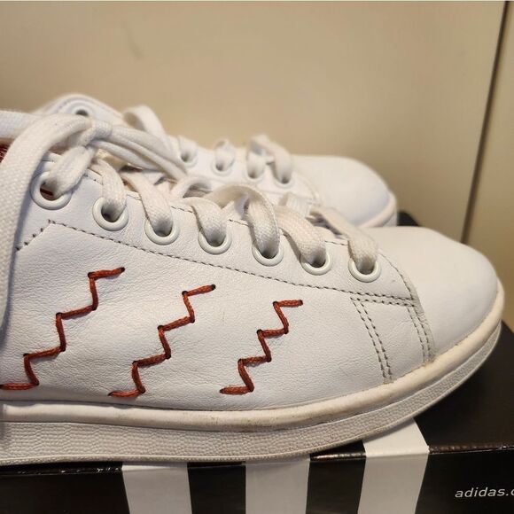 Adidas Stan Smith "Red Squiggly" White/Red Leather Sneakers Mens Sz.7.5 Ret.$150 - Picture 4 of 12